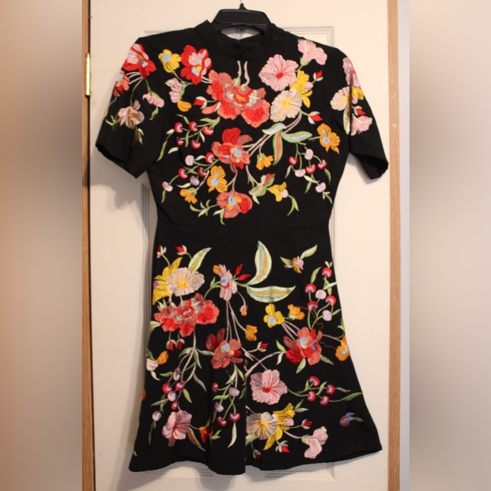 ASOS mini embroidered dress with opening in the back.